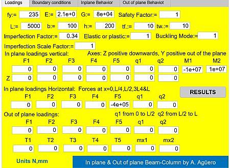 Beam Column In & Out of Plane screenshot