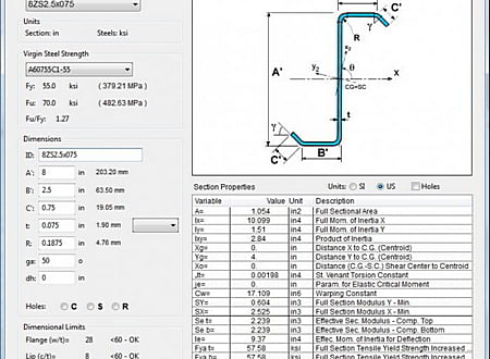 Cold-Formed Steel BeamDesign screenshot