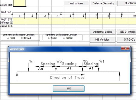 Line Beam Analysis for Moving Vehicle Loads screenshot