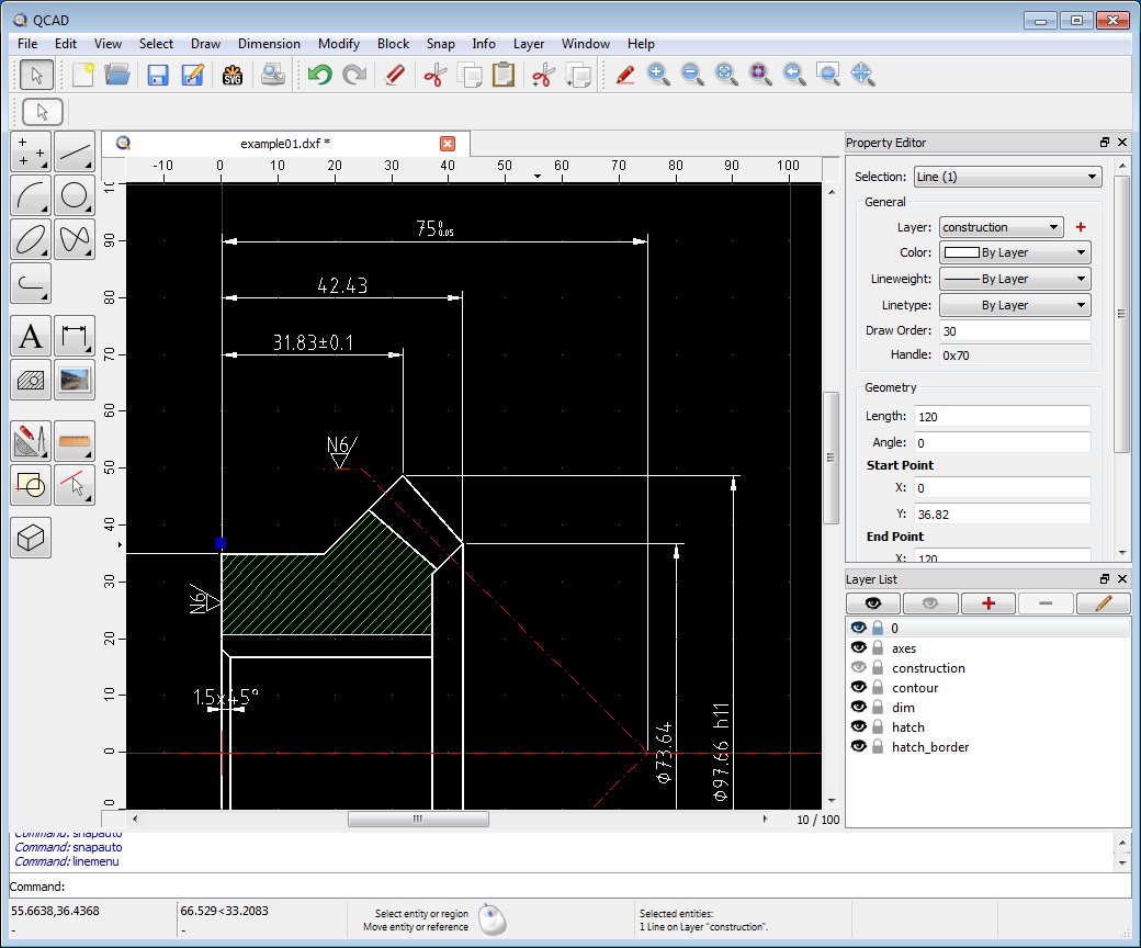 QCAD Open Source CAD System Software
